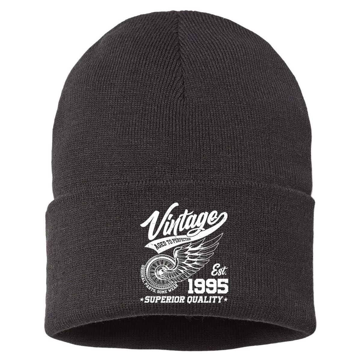 Winged Wheel Vintage 1995 Aged To Perfection Superior Quality 30th Birthday Sustainable Knit Beanie