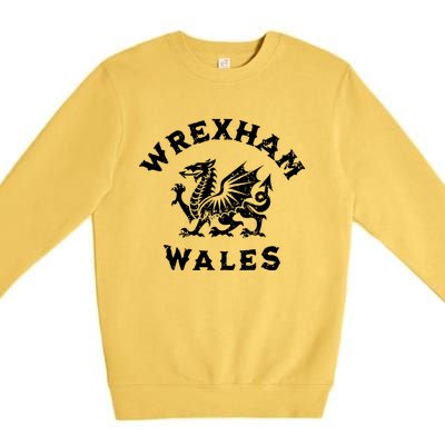 Wrexham Wales Welsh Dragon Flag Vintage Premium Crewneck Sweatshirt