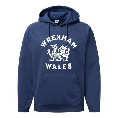 Wrexham Wales Welsh Dragon Flag Vintage Performance Fleece Hoodie