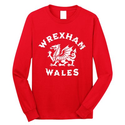 Wrexham Wales Welsh Dragon Flag Vintage Long Sleeve Shirt