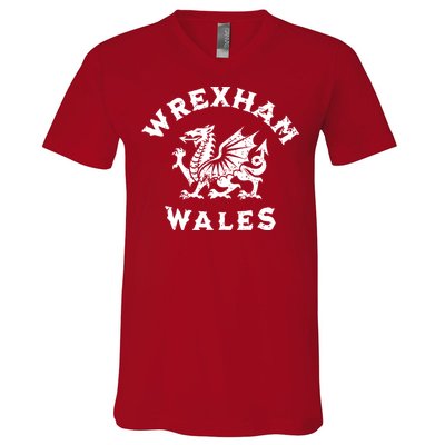 Wrexham Wales Welsh Dragon Flag Vintage V-Neck T-Shirt