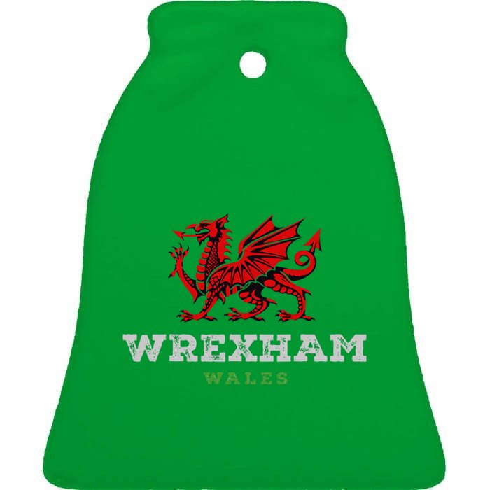 Wrexham Wales Welsh Dragon Flag Ceramic Bell Ornament