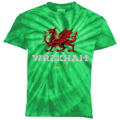 Wrexham Wales Welsh Dragon Flag Kids Tie-Dye T-Shirt