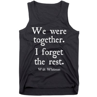 Walt Whitman We Were Together Romantic Love Couple Tank Top