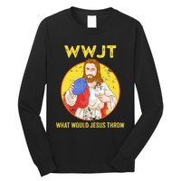 WWJT What would Jesus throw Frisbee disc golf sport Long Sleeve Shirt