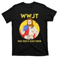 WWJT What would Jesus throw Frisbee disc golf sport T-Shirt