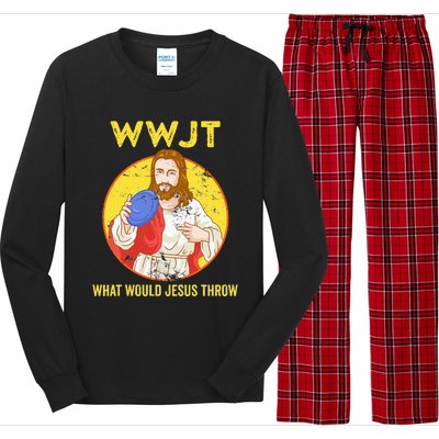 WWJT What would Jesus throw Frisbee disc golf sport Long Sleeve Pajama Set