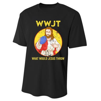 WWJT What would Jesus throw Frisbee disc golf sport Performance Sprint T-Shirt