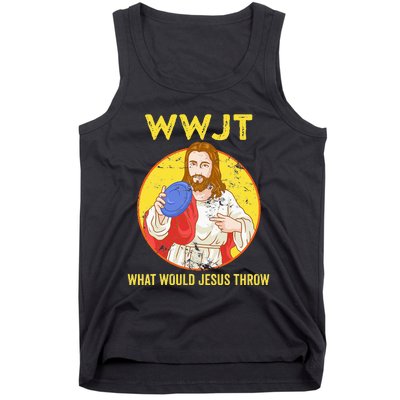 WWJT What would Jesus throw Frisbee disc golf sport Tank Top