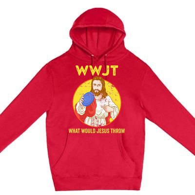 WWJT What would Jesus throw Frisbee disc golf sport Premium Pullover Hoodie