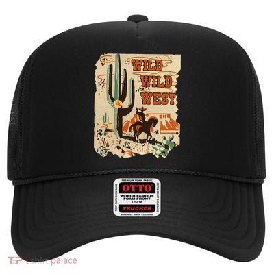 Wild Wild West Western Life Southwest Desert Vibes Cactus High Crown Mesh Back Trucker Hat