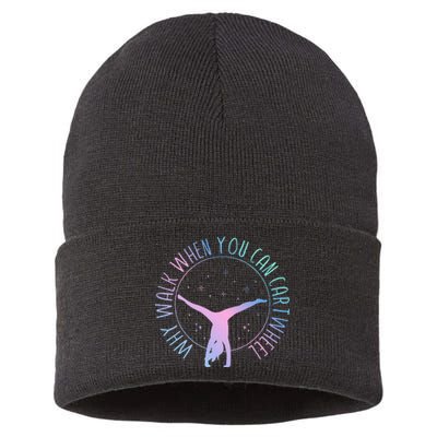 Why Walk When You Can Cartwheel Gymnast Gymnastic Gifts Girl Sustainable Knit Beanie