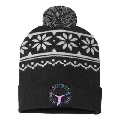 Why Walk When You Can Cartwheel Gymnast Gymnastic Gifts Girl USA-Made Snowflake Beanie