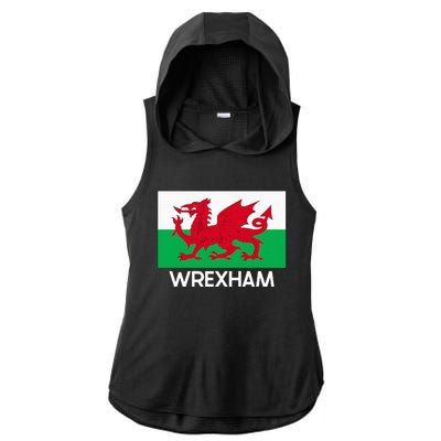 W.R.E.X.H.A.M Wales Welsh Flag Baner Y Ddraig Goch Ladies PosiCharge Tri-Blend Wicking Draft Hoodie Tank