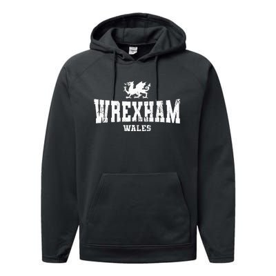 Wrexham Wales Welsh Dragon Flag Cymru Performance Fleece Hoodie