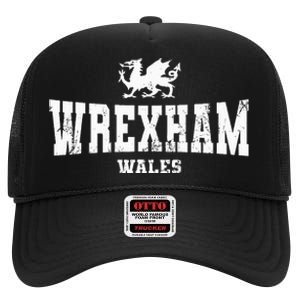 Wrexham Wales Welsh Dragon Flag Cymru High Crown Mesh Back Trucker Hat