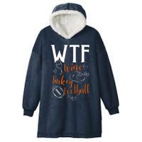 Wo Wtf Wine Turkey Football Funny Thanksgiving Hooded Wearable Blanket