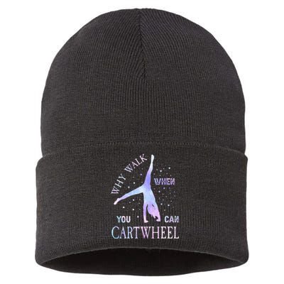 Why Walk When You Can Cartwheel Cute Gymnastics Sustainable Knit Beanie