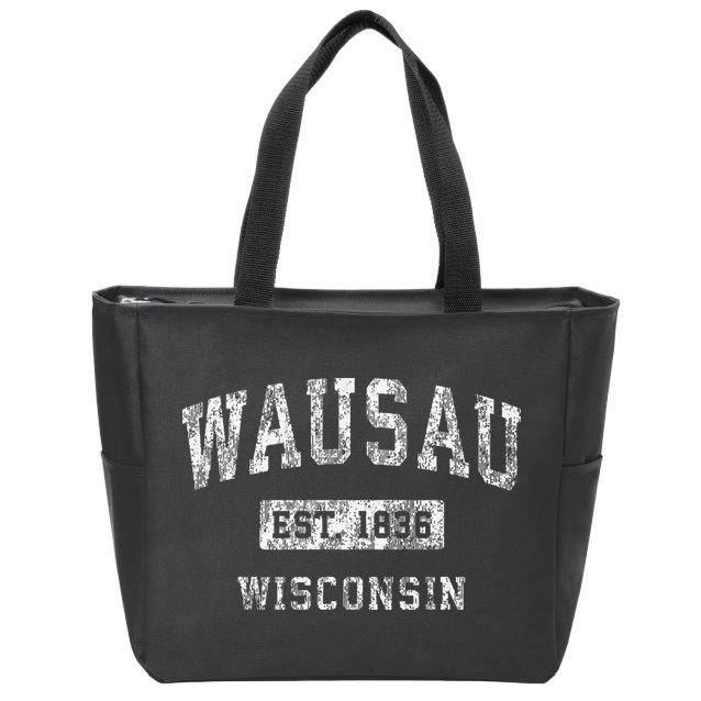 Wausau Wisconsin Wi Vintage Established Zip Tote Bag