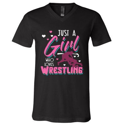 Wrestling Woman Wrestler Mother Battle Women V-Neck T-Shirt