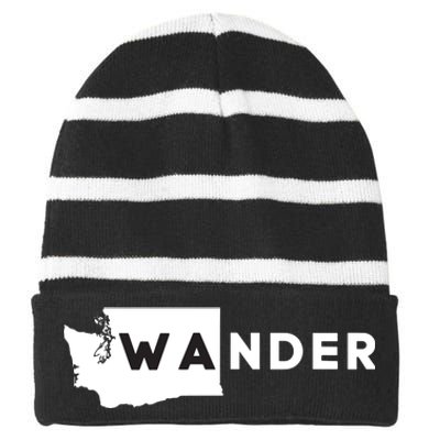 Wa Wander Washington Silhouette Striped Beanie with Solid Band