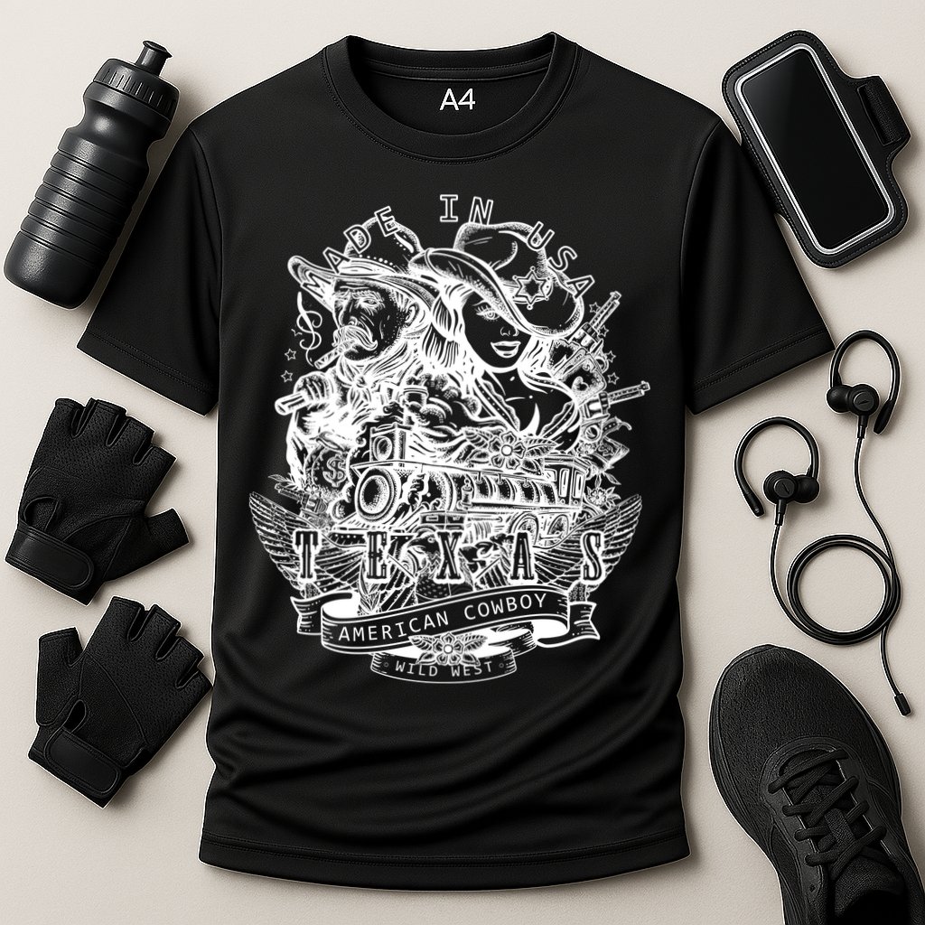 Wild Wild West Texas American Cowboy Cooling Performance Crew T-Shirt