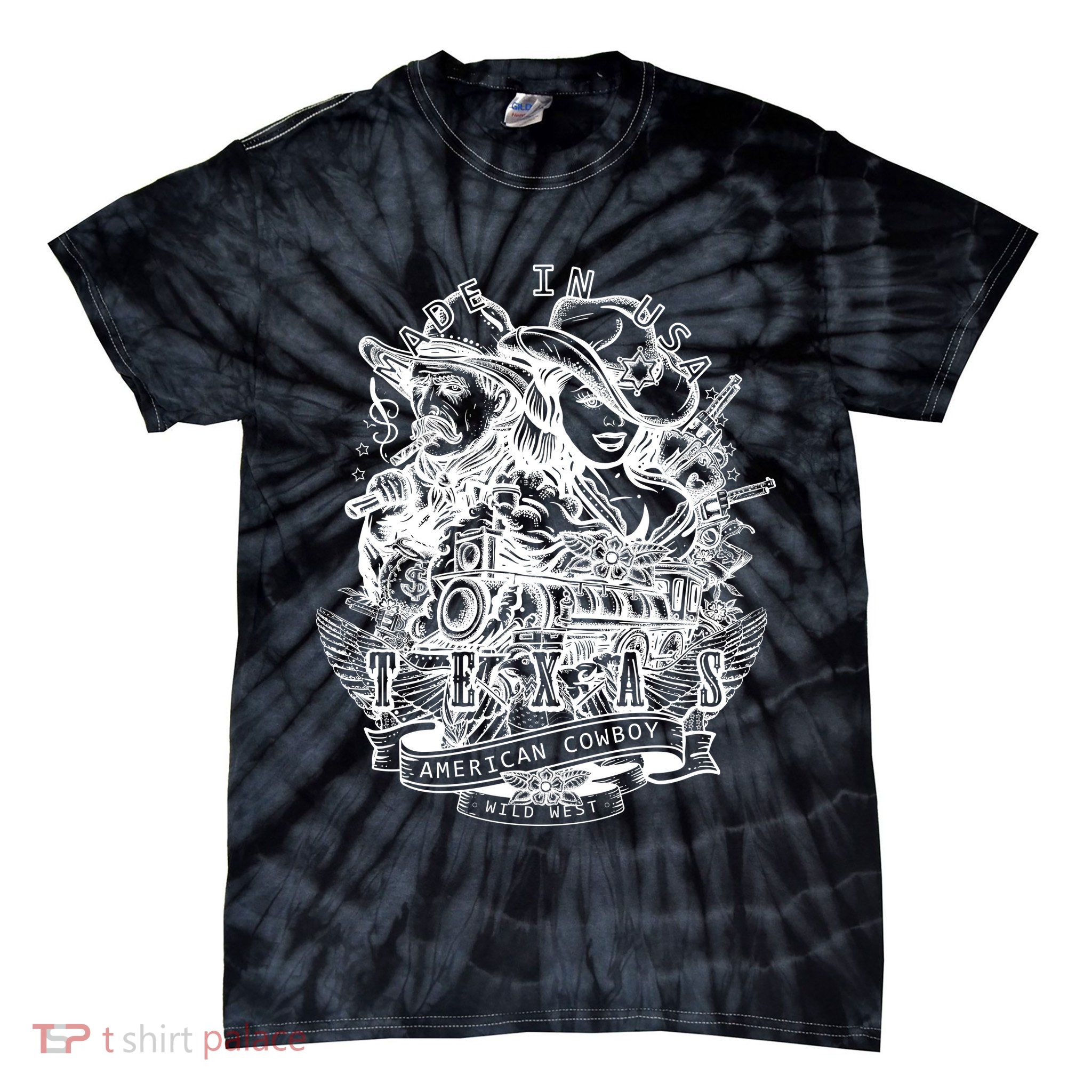 Wild Wild West Texas American Cowboy Tie-Dye T-Shirt