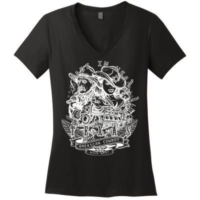 Wild Wild West Texas American Cowboy Women's V-Neck T-Shirt