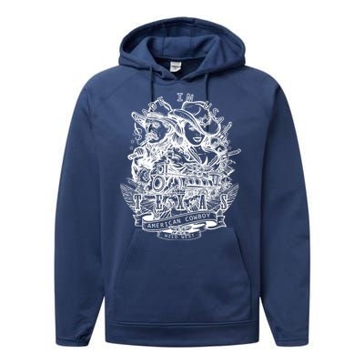 Wild Wild West Texas American Cowboy Performance Fleece Hoodie