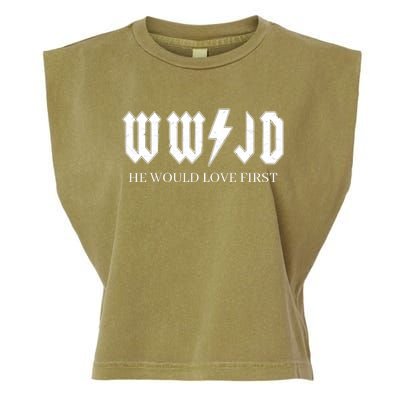 Wwjd What Would Jesus Do He Would Love First Garment-Dyed Women's Muscle Tee