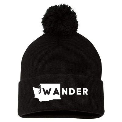 Wa Wander Washington Silhouette Pom Pom 12in Knit Beanie