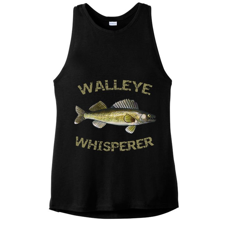Walleye Whisperer Walleye Fishing Walleye Gift Ladies PosiCharge Tri-Blend Wicking Tank