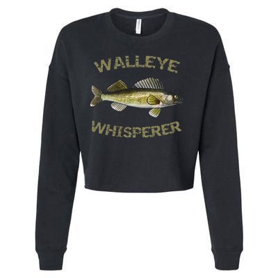 Walleye Whisperer Walleye Fishing Walleye Gift Cropped Pullover Crew