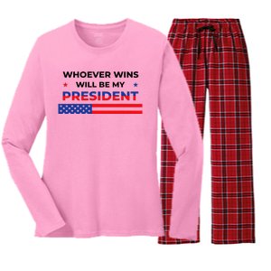 Whoever Wins Will Be My President Neutral Political Women's Long Sleeve Flannel Pajama Set 