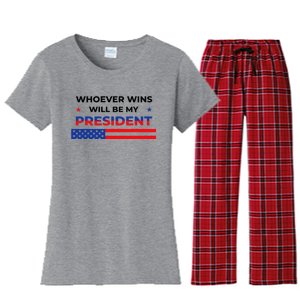 Whoever Wins Will Be My President Neutral Political Women's Flannel Pajama Set