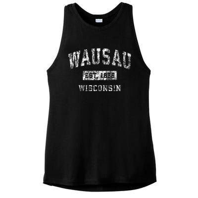 Wausau Wisconsin Wi Vintage Established Sports Design Ladies PosiCharge Tri-Blend Wicking Tank