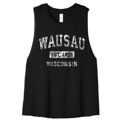 Wausau Wisconsin Wi Vintage Established Sports Design Women's Racerback Cropped Tank