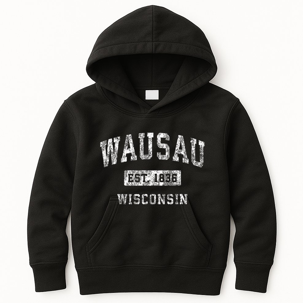 Wausau Wisconsin Wi Vintage Established Sports Design Kids Hoodie