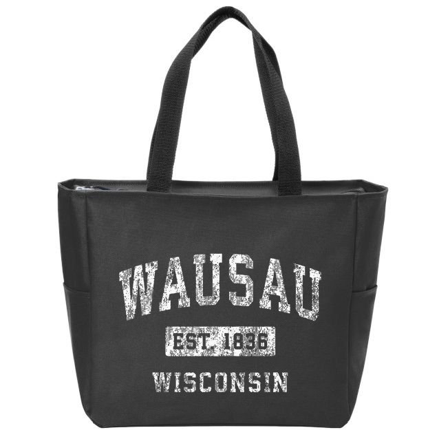 Wausau Wisconsin Wi Vintage Established Sports Design Zip Tote Bag