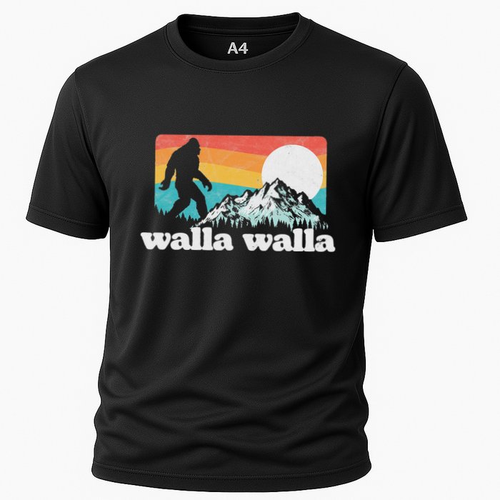 Walla Walla Washington Bigfoot Mountains Retro Distressed Cooling Performance Crew T-Shirt