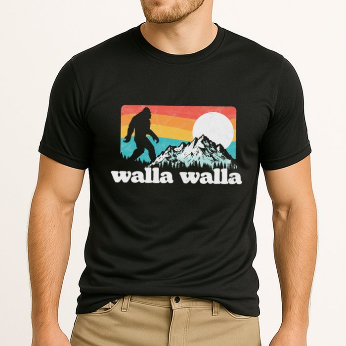 Walla Walla Washington Bigfoot Mountains Retro Distressed Cooling Performance Crew T-Shirt