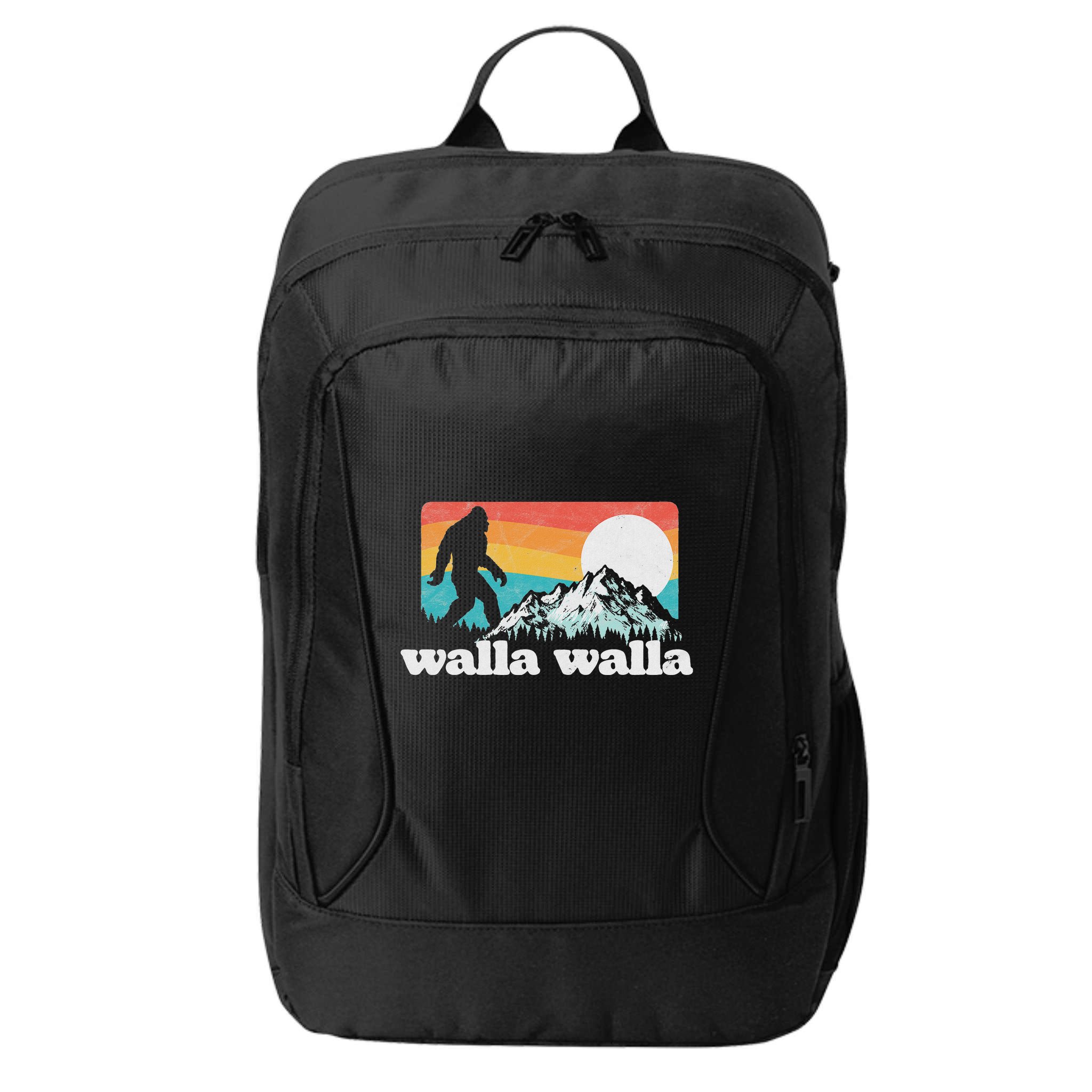 Walla Walla Washington Bigfoot Mountains Retro Distressed City Backpack