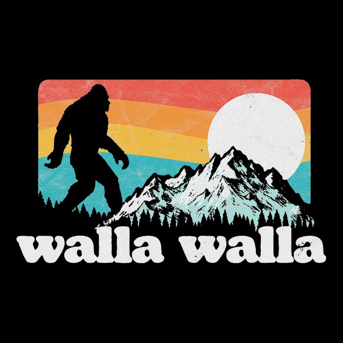 Walla Walla Washington Bigfoot Mountains Retro Distressed Button