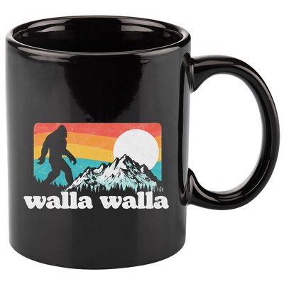 Walla Walla Washington Bigfoot Mountains Retro Distressed 11oz C Handle Ceramic Mug