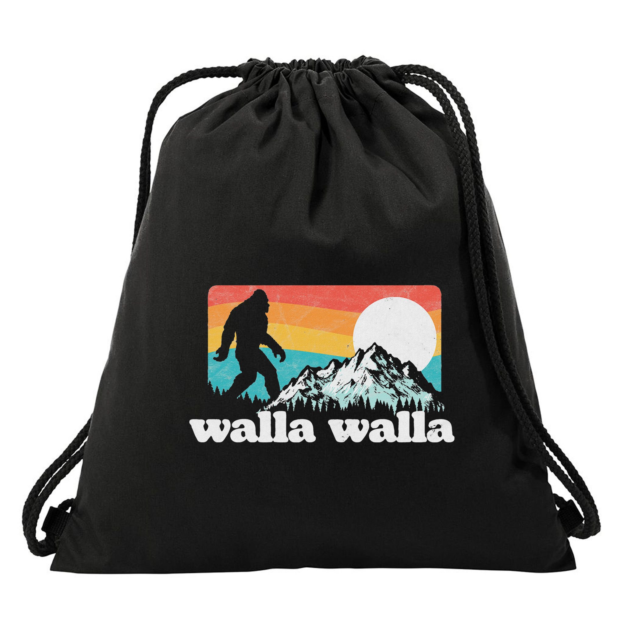 Walla Walla Washington Bigfoot Mountains Retro Distressed Drawstring Bag