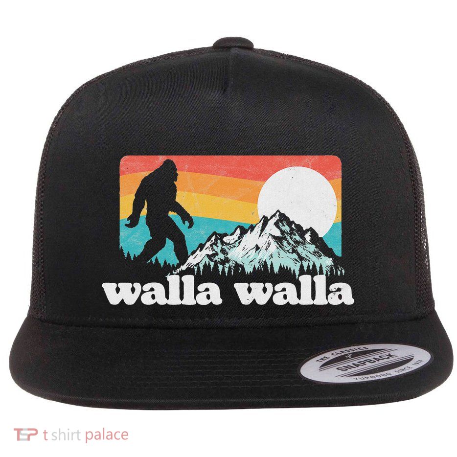 Walla Walla Washington Bigfoot Mountains Retro Distressed Flatbill Hat