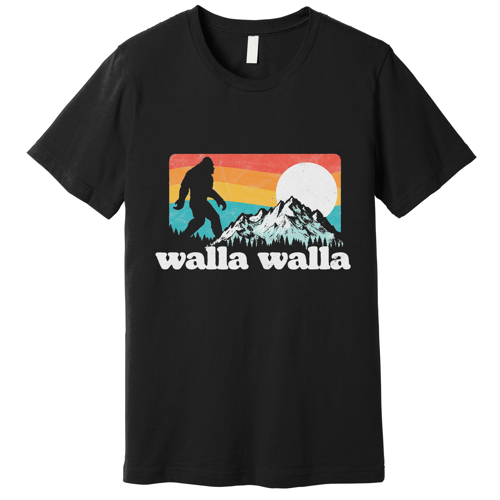 Walla Walla Washington Bigfoot Mountains Retro Distressed Premium T-Shirt