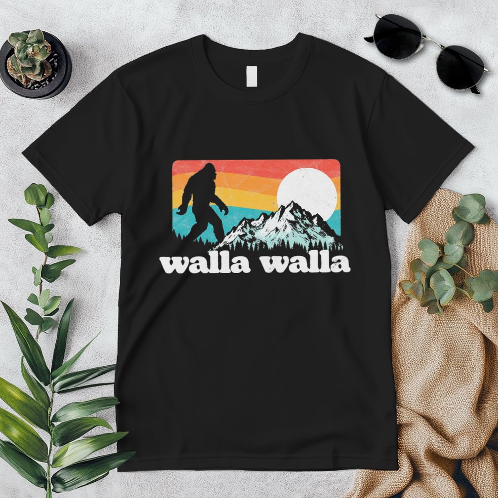 Walla Walla Washington Bigfoot Mountains Retro Distressed Premium T-Shirt