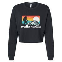 Walla Walla Washington Bigfoot Mountains Retro Distressed Cropped Pullover Crew