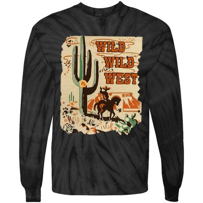 Wild Wild West Western Life Southwest Desert Vibes Cactus Tie-Dye Long Sleeve Shirt